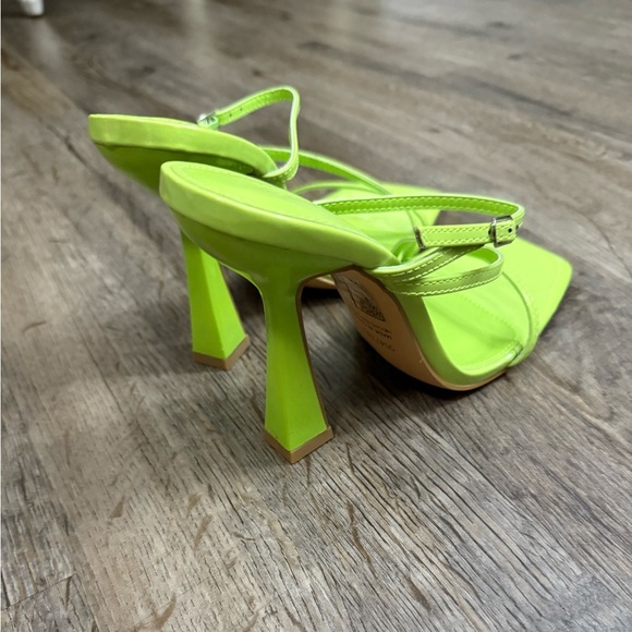 Lime Green Square Block Strappy Heels - Picture 8 of 11